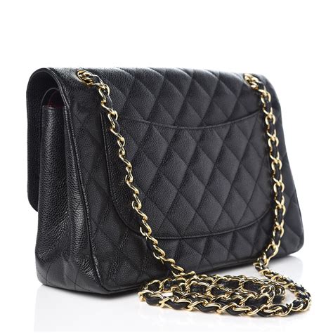 chanel caviar quilted|CHANEL Caviar Quilted Jumbo Double Flap Black.